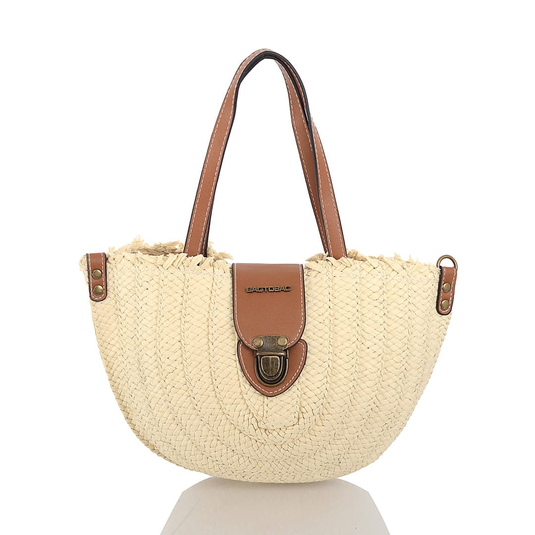 DSC_4817 Τσαντά ώμου ψάθινη- Μπεζ XF20210108 - Image 1