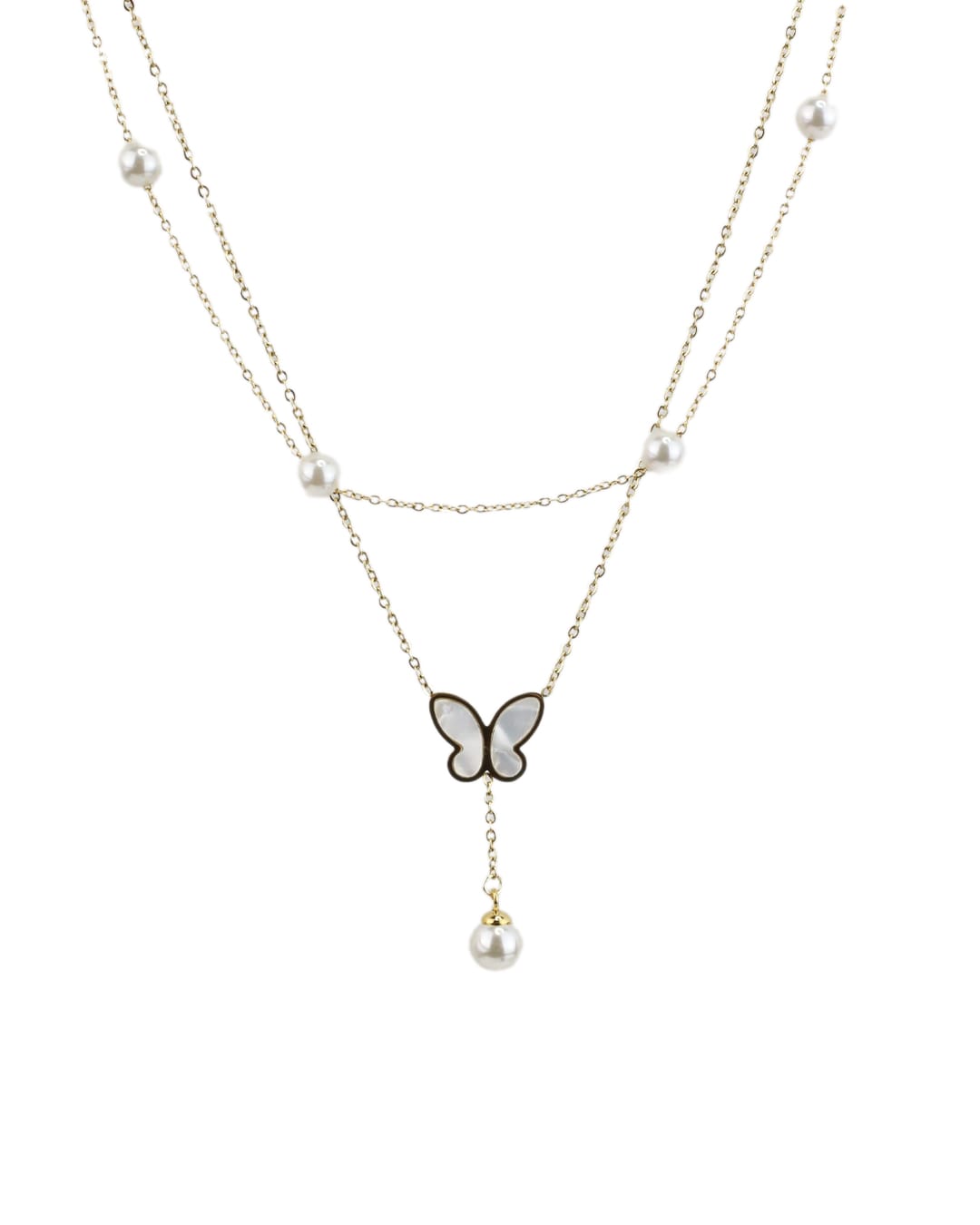 1 emluy (1) Διπλή αλυσίδα λαιμού με πεταλούδα DJ-008 - Image 1